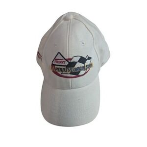 Pep Boys Pennsylvania 500 White Embroidered Baseball Cap Mens Size L Stretch Fit